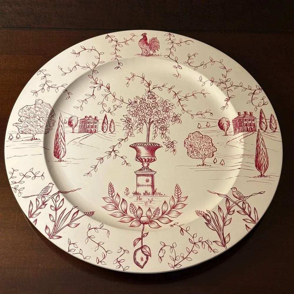 Wedgwood Toile Elegant Red and White Decorative Plate “Joie de vivre” Collection